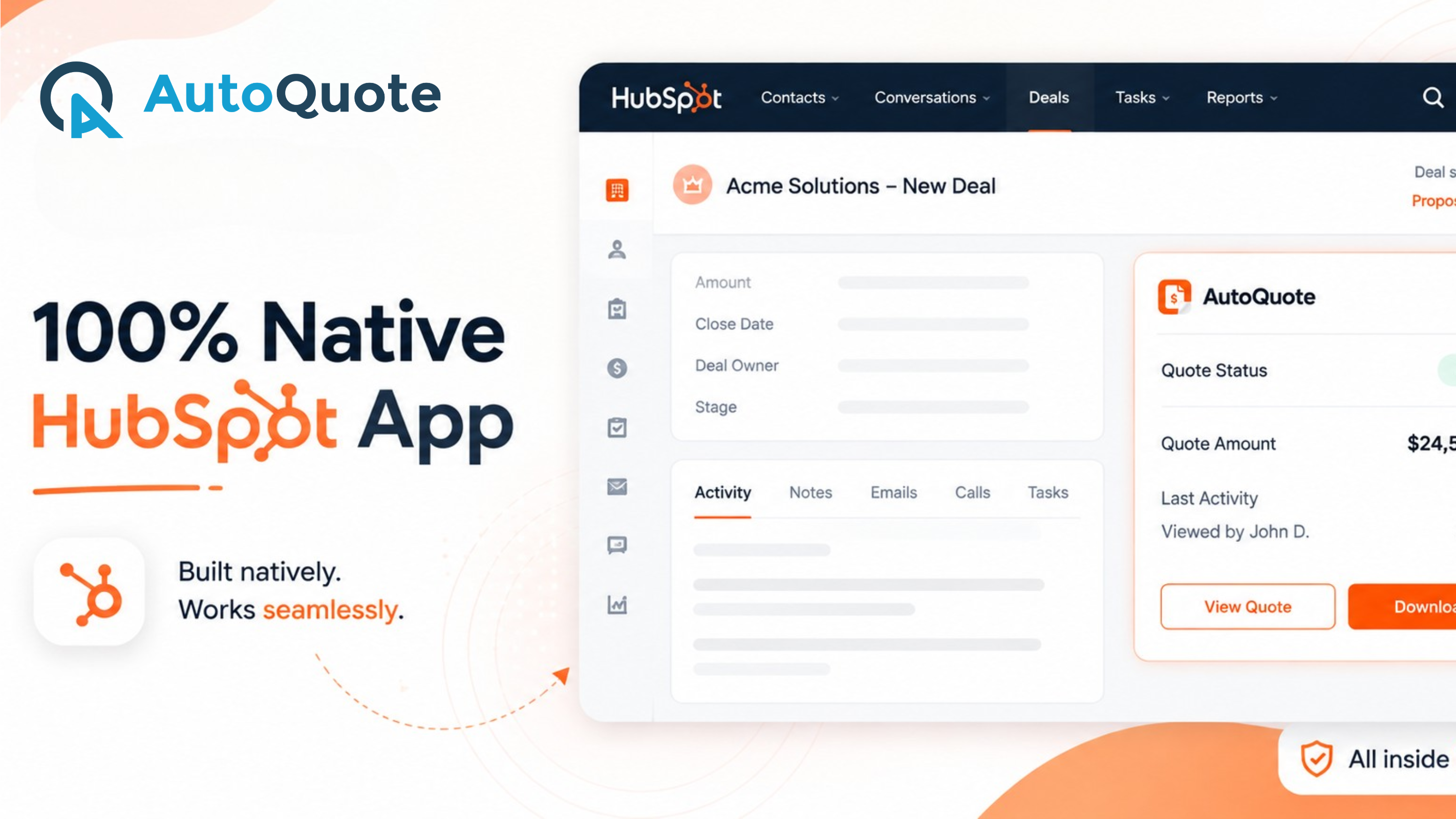 Aplicativo 100% nativo da HubSpot