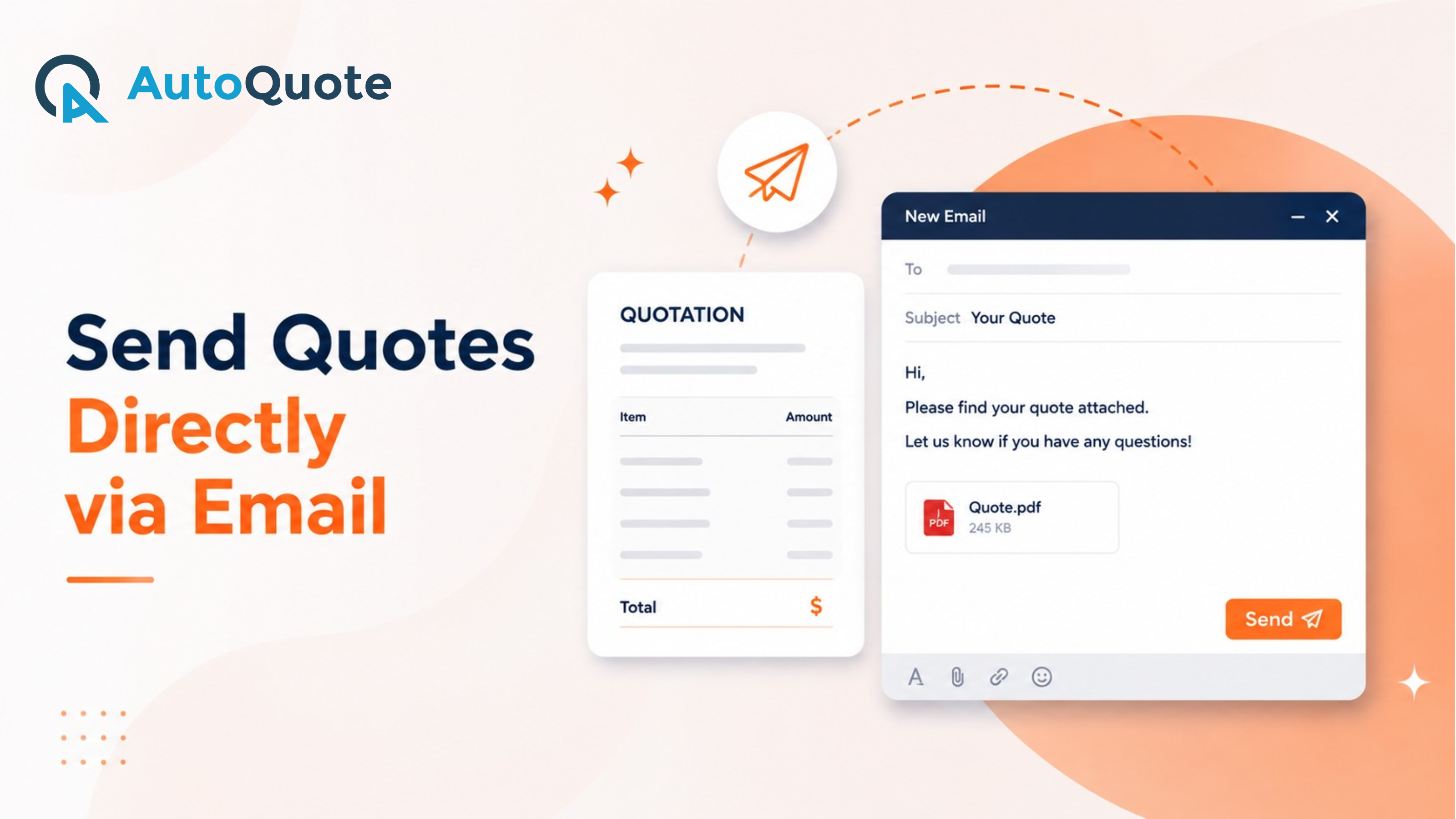 Envie cotações diretamente por e-mail